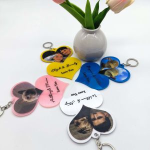 Customized Heart-Shaped Photo Keychains Available In A Variety Of Colors Acrylic Material Suitable For Birthday Gifts Valentines Day Gifts Christmas Gifts Etc.