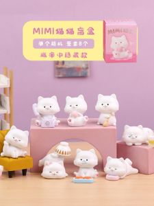 MIMI Cat Blind Box Mini Cute Healing Cat Figurine Stress Relief Gift for Bé Gáis Office Home Decor Resin Material Collectible Toy