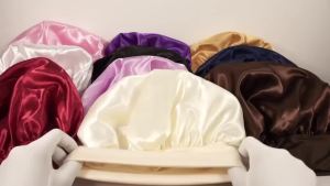 Mũ Ngủ Lụa Satin Vành Rộng Mũ Ngủ Che Tóc Khăn Quấn Tóc Cho Nữ Nam Độ Đàn Hồi Cao Mũ Tắm Bảo Vệ Tóc