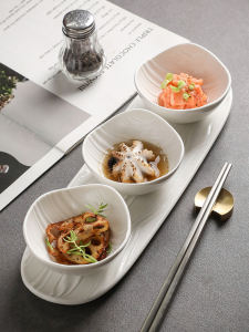 Sáng Tạo Gốm Bát Nhỏ Ba Lưới Đĩa Ăn Lạnh Món Ăn Nước Sốt Bộ Đồ Ăn Gốm Sứ Dành Cho Doanh Nghiệp Sử Dụng Màu Nguyên Chất Thiết Kế