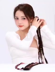 unik IKAT RAMBUT KEPANG 3 extension rambut sintesis kuncir kuda kunciran rambut palsu 48cm K045