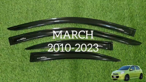 คิ้วกันสาด กันสาด กันสาดประตู คิ้ว ดำทึบ 4 ชิ้น นิสสัน มาร์ช NISSAN MARCH 2010 - 2023 ใส่ร่วมกันได้ทุกรุ่น A