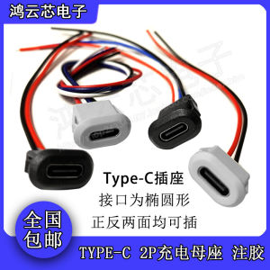 Góc Cắm Sạc Type-C Mẹ 2P Ép Thẳng Đèn Bàn Sửa Đổi DIY Xe Điện Ô Tô Hình Elip Có Dây