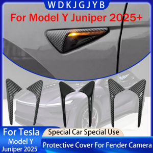 For New Tesla Model Y Juniper 2025+ ABS Carbon Pattern Side Camera Cover ABS Leaf Board Sticker Accessories