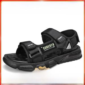 Mens Summer Sports Sandals Water-Resistant Slip-On Beach Shoes Anti-Slip Soft Bottom Driving Slippers Trendy Korean Style