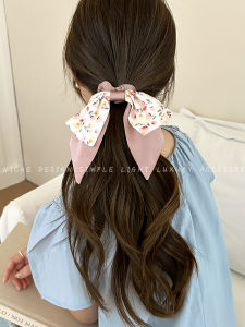 Fresh Floral Butterfly Knot Hair Ties Womens Ethereal Summer Hair Bands Elastic Hair Bands with Ribbon for Hair Styling