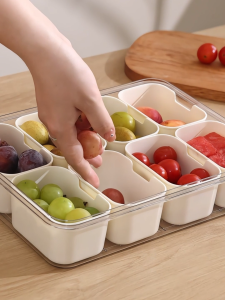 LOCAUPIN Fridge Space Saver Food Container Box with Sealed Lid Kitchen Food Organizer Multi-compartment Basket
