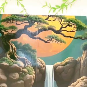 RUNABEE HIASAN DINDING SET BESAR ABSTRAK 3D REALISTIK VIEW PAJANGAN DINDING KAYU MINIMALIS