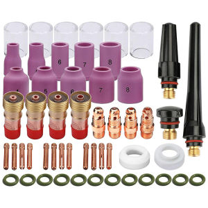 53pcs TIG Welding Torch Stubby Gas Lens #10 Glass Cup Kit Accessories for WP-17/18/26 TIG MIG