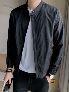 เสื้อแจ็คเก็ตกันแดดสำหรับผู้ชาย ฤดูใบไม้ผลิและฤดูใบไม้ร่วง ออกกำลังกายกลางแจ้ง คอตั้ง เสื้อคลุมกันแดด แฟชั่นฤดูร้อน เสื้อคลุมกันแดดบาง