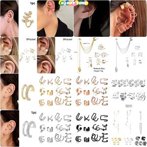 Geometric C-Shaped Ear Clips Set / Multi-Style Non-Pierced Personalized Ear Cuff Collection