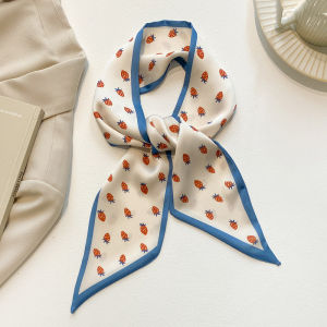 Dễ Thương Berry In Khăn Lụa Cho Nữ Đa Năng Mỏng Phong Cách 2 Lớp Quấn Trang Trí Cổ Cho Tất Cả Các Mùa