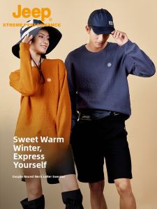 Jeep | Jeep Outdoor Round Neck Hoodie Couple Style Thermal Cotton Polyester Blend Mens Warm Inner Wear Long Sleeve Casual Sweatshirt