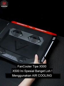 Cooling Pad Laptop Gaming Kipas Pendingin Laptop Turbocharged RGB LED Light 2 Fan X500