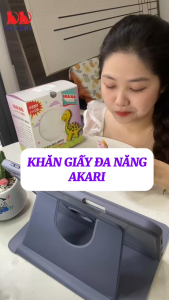 Khăn khô đa năng Akari vải sợi tự nhiên 160pcs + free 40 pcs 13.5x20cm dạng rút thấm hút vượt trội