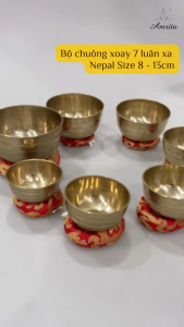 [Amrita Bộ Chuông Xoay 7 Luân sa Nepal -Chuông xoay 7 màu 7 luân xa 7 nốt - titan bowl meditation- Singing bowls -CXNP59