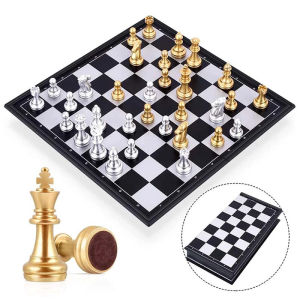 Papan Catur Magnet Chess Catur Board Game Portable Gold Silver Chess Pieces Kualitas Bagus Premium