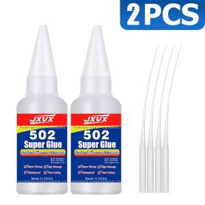 JXVX 1-5 PCs Super glue 502 High Strength Quick-drying Cyanoacrylate Adhesive for leather rubber wood Metal High Strength Liquid glue Tool With Precision Distributor.
