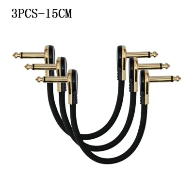 3PCS Guitar Flat Patch Cables Right Angle 15/30CM 1/4 Right Angle Guitar Audio Cable for Guitar Effect Pedal