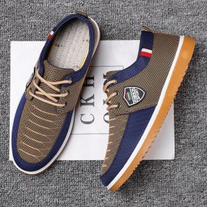 Alikesman Mens Casual Shoes Breathable Canvas Shoes Non-Slip Sneakers Rubber Walking Slip On Shoes For Men