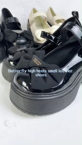 Sizes 35-42 French Thick Heel Mary Jane Shoes Womens New Buckle Bow Leather Shoes