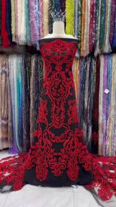 Luxury African French Tulle Lace Fabric with Sequins Embroidered Beads High Quality for Nigerian Wedding Dresses And Sewing