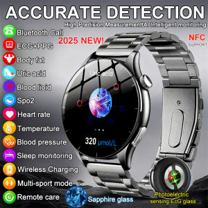 2025 New Health Analysis ECG+PPG Smart Watch Body Fat Uric Acid Blood Pressure Heart Rate Tracker NFC Smartwatch For Android IOS