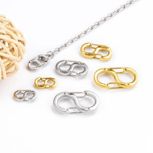Móc khóa móc đôi khóa có lò xo hình chữ S màu Vàng bằng thép không gỉ được đánh bóng Phụ kiện trang sức tự làm khóa 8 ký tự
