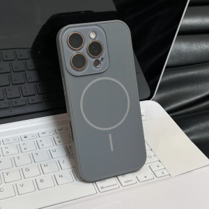 Ultra-Thin Magnetic-Suction Frosted Crystal Lens Phone Case for iPhone 16 pro Max 15 pro 14 PM Apple 13 Liquid Silicone 12 Protective Cover plus