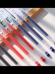 Eatkit Pulpen Gel 0.5mm Isi 10 Pcs Warna Hitam Biru Merah Bolpoin Gel Bolpen Gel Pen Murah Awet