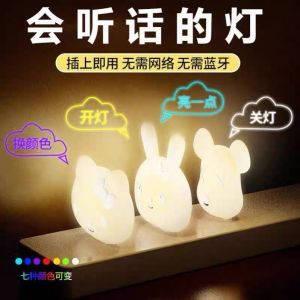 ￼✴️Ship Within 24H✴️ USB Voice Control LED Night Light Voice Control Change Color AI LED Light USB语音控制小夜灯