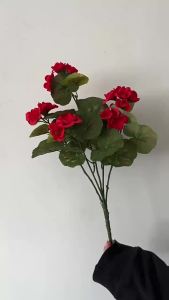 Hoa Giả Geranium Đỏ 35cm Bằng Lụa Nhân Tạo Dùng Trang Trí Nhà Cửa Đám Cưới Bàn Tiệc Sân Vườn Kiểu Bó Hoa