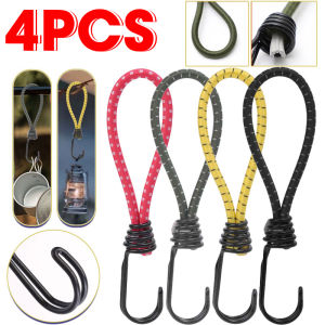 4Pcs Tent Elastic Rope Hook Multifunctional Outdoor Camping Cloth Tent Fixed Rope Carabiner Hook Outdoor Accessories