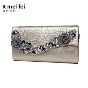MEIFEI | Womens Genuine Leather Studded Evening Clutch Bag