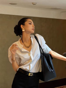 French Chic Slimming Buttoned Shirt White