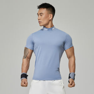 OmG Trendy Brand Mens Short Sleeve Training T-shirt Quick Dry High Elasticity Fitness Clothing Breathable Moisture Wicking Yoga Gym Workout Shirt