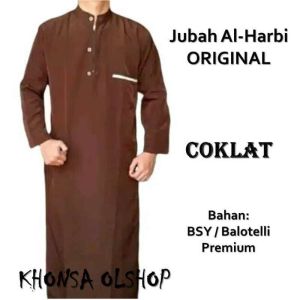 Jubah Muslim Gamis Pria Dewasa Remaja Al-Harbi Lengan Panjang Resleting