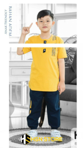 Setelan Kaos Koko Celana Joger Anak Laki Laki dan Perempuan (COUPLE/PASANGAN) Keren 4 6 8 10 12 Tahun Hoofla Kids