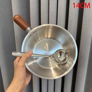 1Set 14CM/17CM/19CM Stainless Steel Instant Noodle Pot Small Pot For One Person Wood Handle Snack Pot Small Cooking Pot