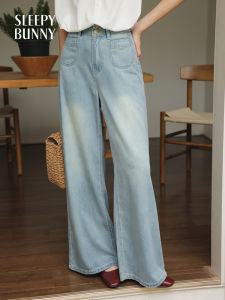 Quần Jeans Xòe Phong Cách Retro Mỹ Dành Cho Người Thấp Mùa Thu Form Rộng Đã Tẩy Sạch