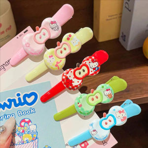 2ชิ้น Sanrio Hello Kitty กิ๊บติดผมน่ารักนมกิ๊ฟติดผม Apple การ์ตูนสาวหวานกิ๊บติดผมม้าด้านกิ๊บปากเป็ดผ้าโพกศีรษะ