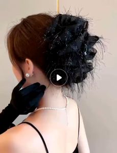 mitch Fashion Korean Elegant Oversized Bow Spring Hair Clip Chiffon Hairpin