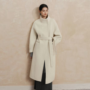 Yigue | Unique Design Wool Blend White Winter Coat For Women