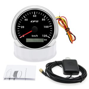 RYSJM | 30-200 Km/h 85mm GPS Speedometer Vehicle Odometer LCD Car Speed Meter with GPS Antenna for Marine Boat Car Motorcycle 12V 24V