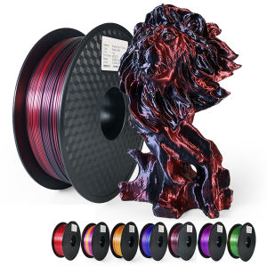 1.75 มม.ผ้าไหมสีดําสีแดง PLA Filament 3D เครื่องพิมพ์ 2 สี 3D วัสดุการพิมพ์ Magic Dual สีระเหิด Duotone 250g
