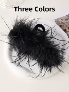 3COLOUR·S | 2025 New Style Sweet and Cool Black Turkey Feather Hair Clip