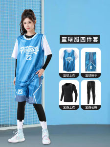 ชุดบาสเก็ตบอลสตรีชุดอุปกรณ์ฝึกซ้อมและแข่งขันฤดูหนาวที่ปรับแต่งได้พร้อมแขนสั้นรัดรูป