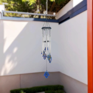 Blue Evil Eye Wind Chime Wall Hanging Craft Pendant Protection Lucky Charm Retro Sun Eye Wind Chime