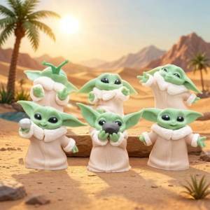 < Available > 6Pcs/set Movie Starwars Baby Yoda Action Figures New Design Yoda Doll Figura Model Toys Decoration Gift
