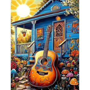 Abstract Paint By Numbers Colorful Guitar for Adults Kids Picture Drawing Adults Crafts Diy Set Unique Gift Home Decor
